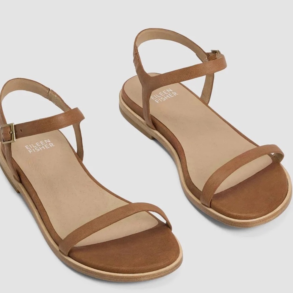Kauia Tumbled Leather Sandal Flat Comfort Ankle Strap NWT - Picture 2 of 6